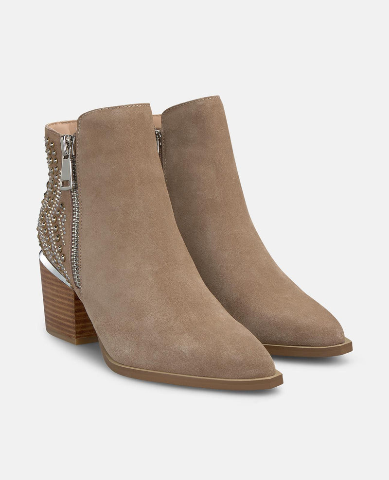 ANKLE BOOTS HEELED WITH STUDS AND RHINESTONES