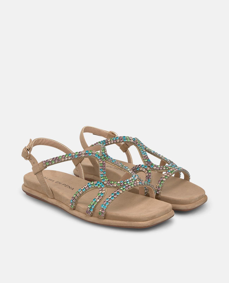 SANDALIA PLANA ENTRELAZADA TACHUELAS