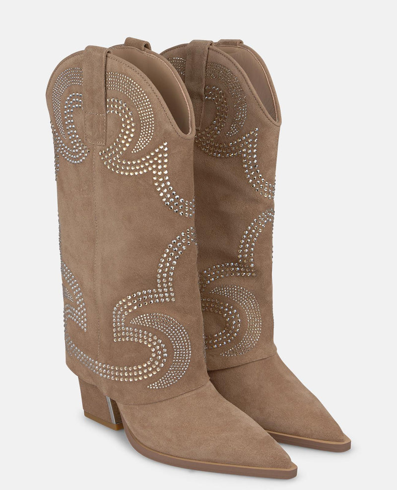 BOTA COWBOY DE ANTE CON DETALLES PEDRERÍA