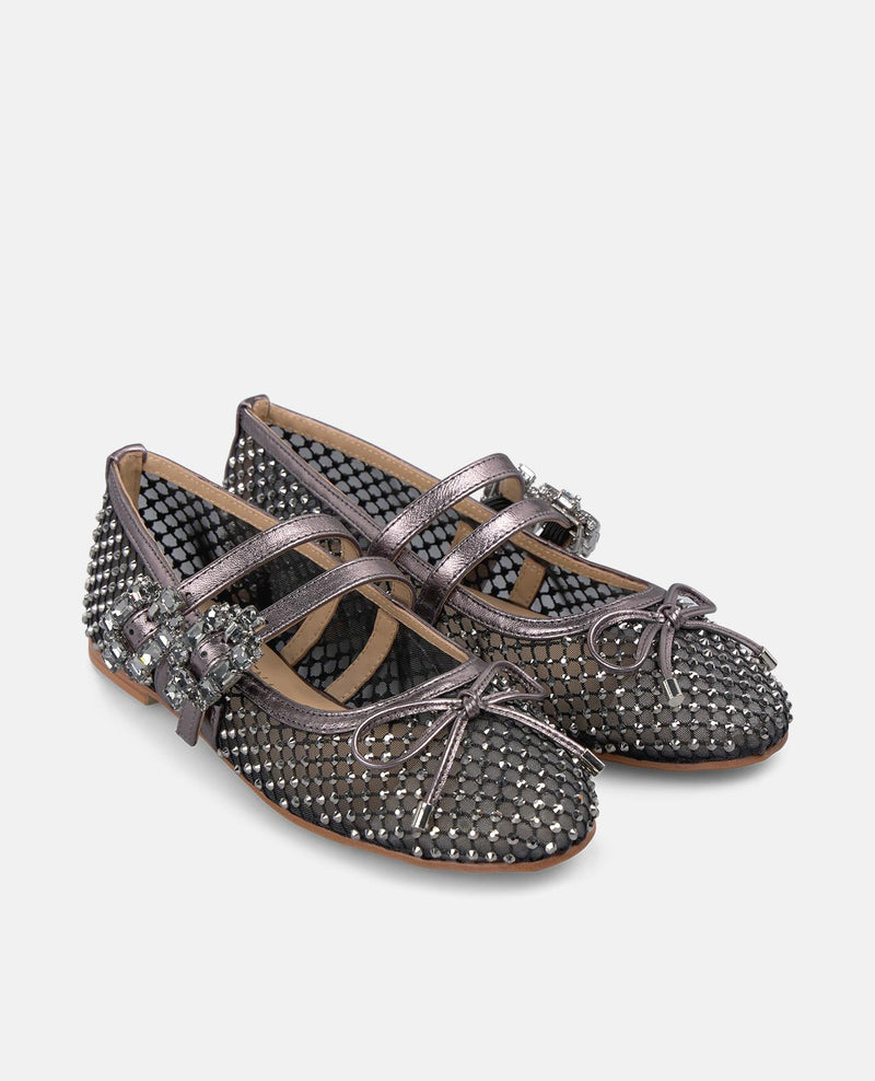 BALLERINE ROUGE BOUCLES STRASS