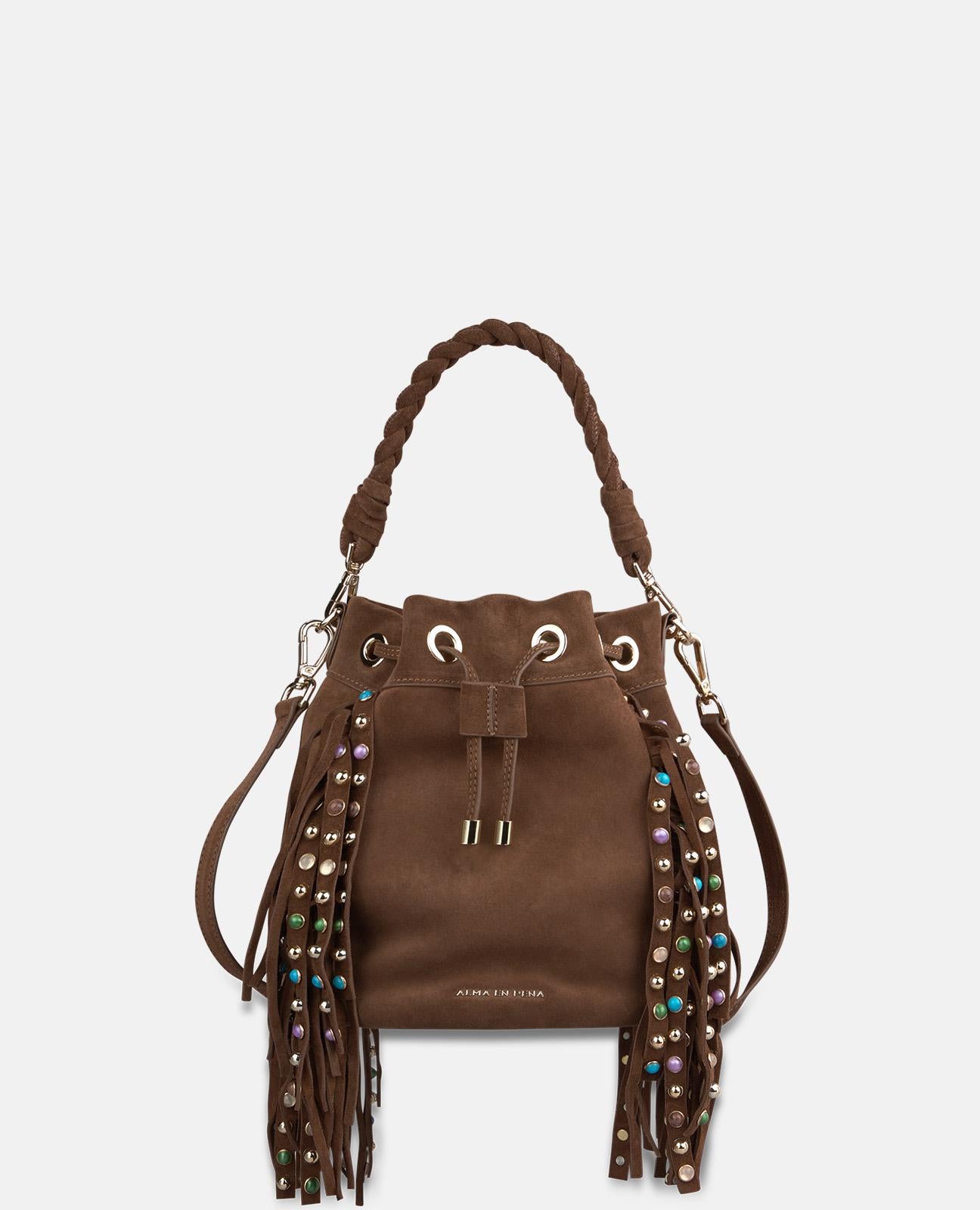 BOLSO BOMBONERA PIEL CON FLECOS