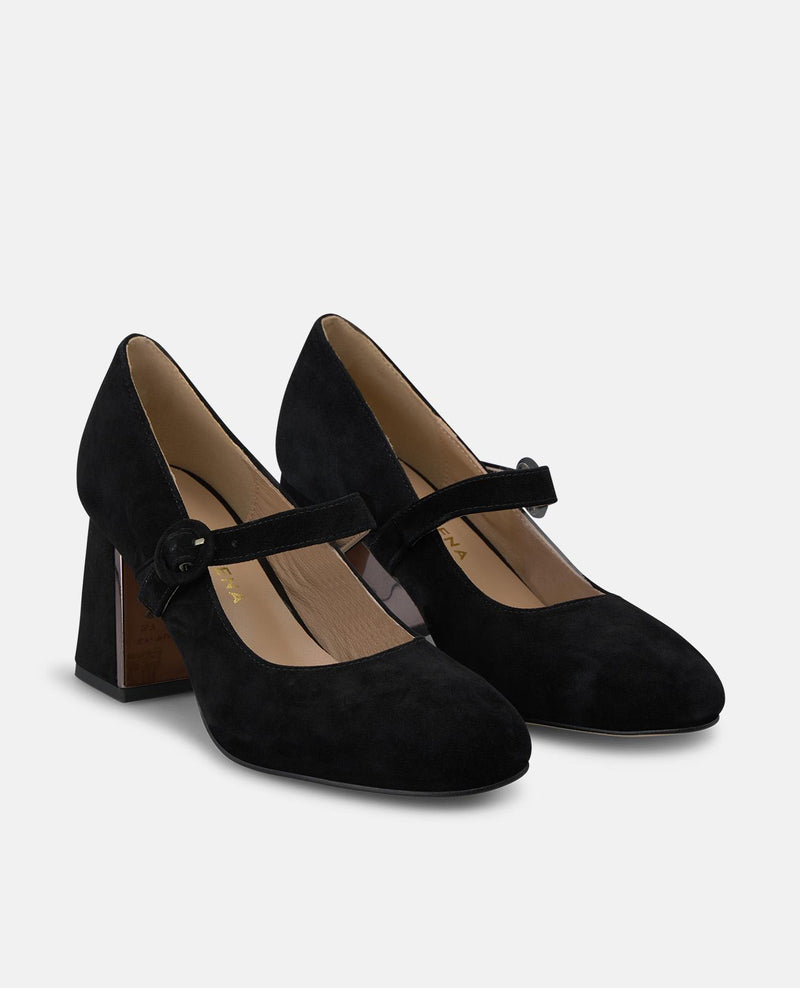 ZAPATO TACÓN DE ANTE CON HEBILLA