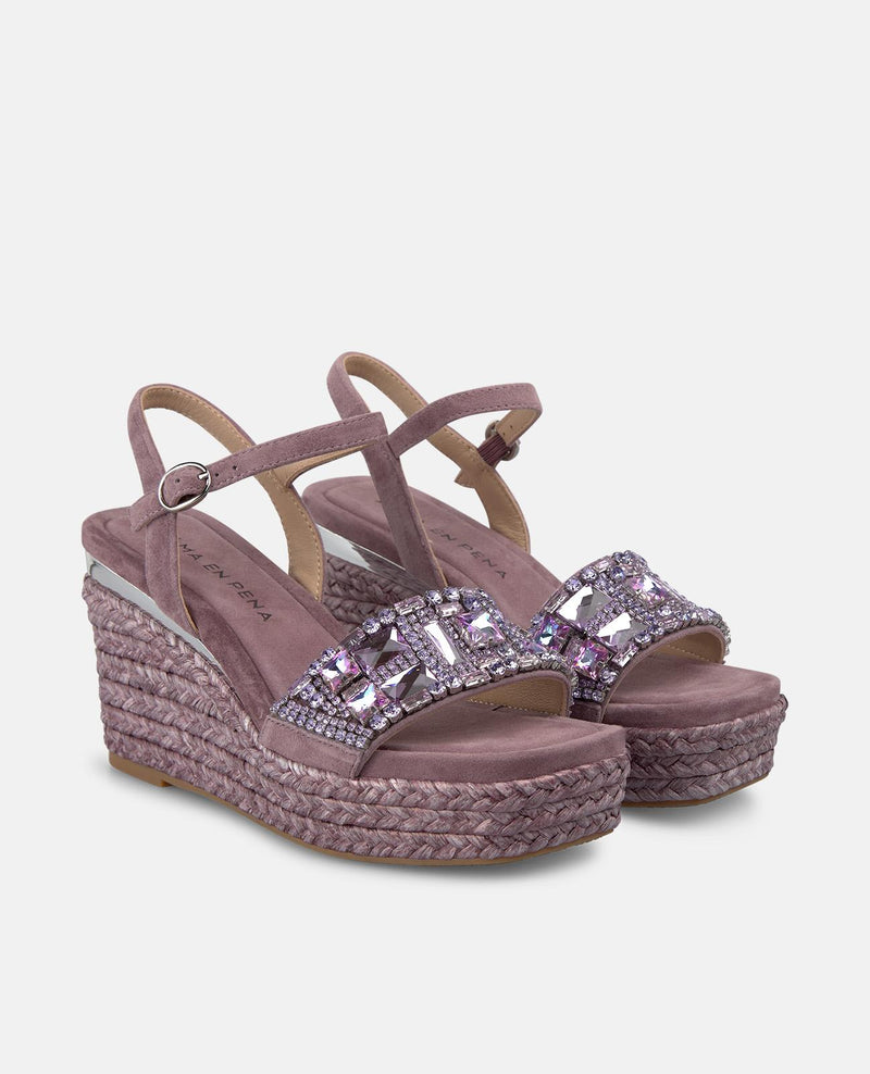 SANDALIA CUÑA ESPARTO TIRA EN PEDRERIA