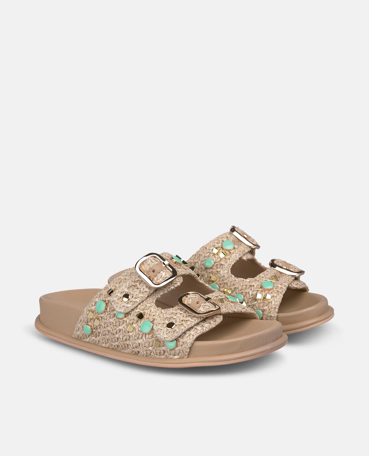 SANDALIA HEBILLAS RAFIA