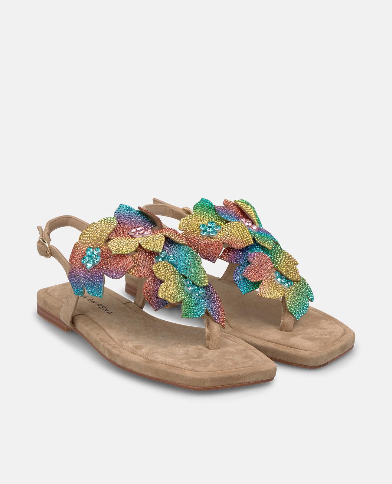 SANDALIA PLANA TIRA FLORES