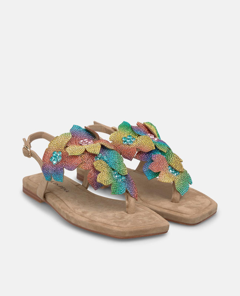 SANDALIA PLANA TIRA FLORES