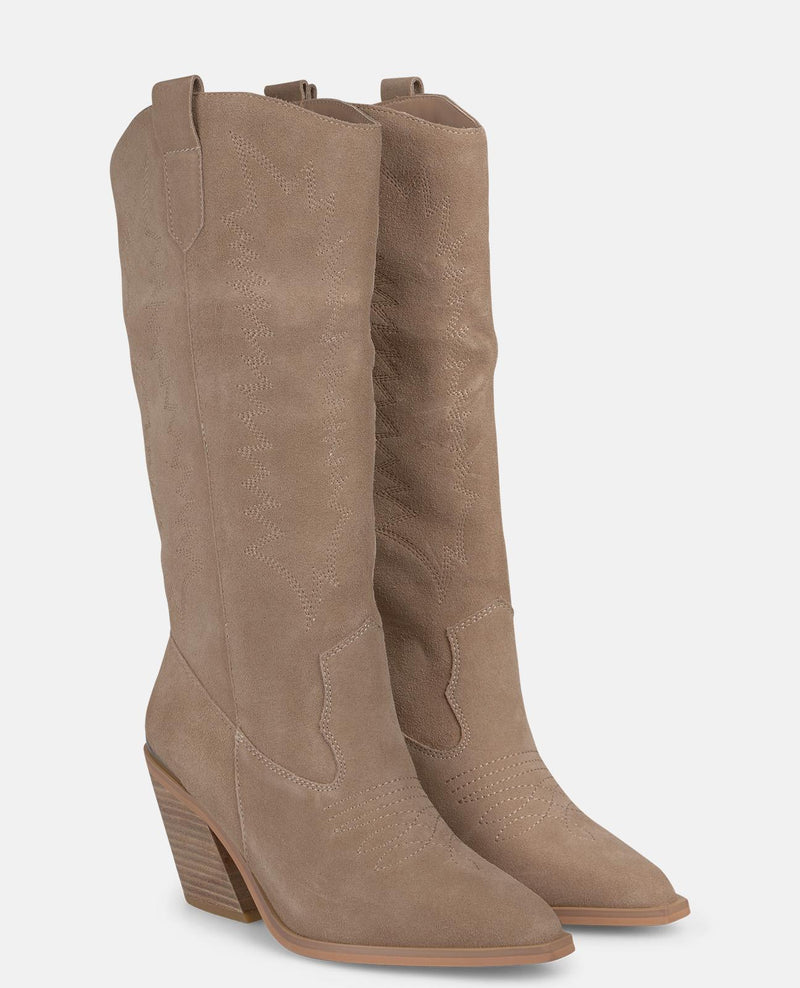 BOTA DE SALTO ALTO DE COWBOY BORDADA