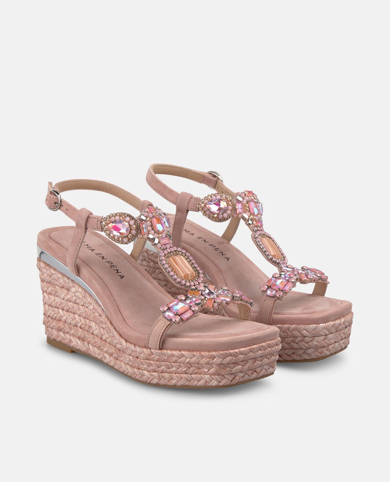 SANDALIA CUÑA ESPARTO TIRA EN T