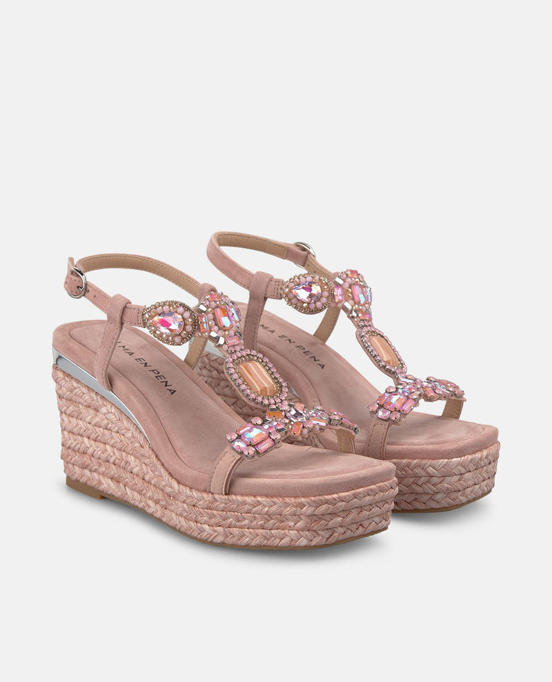 SANDALIA CUÑA ESPARTO TIRA EN T