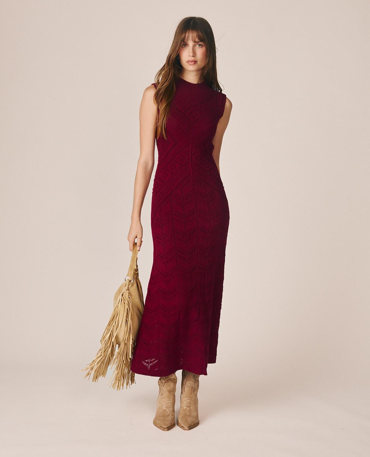 VESTIDO MAXI DE PUNTO CALADO