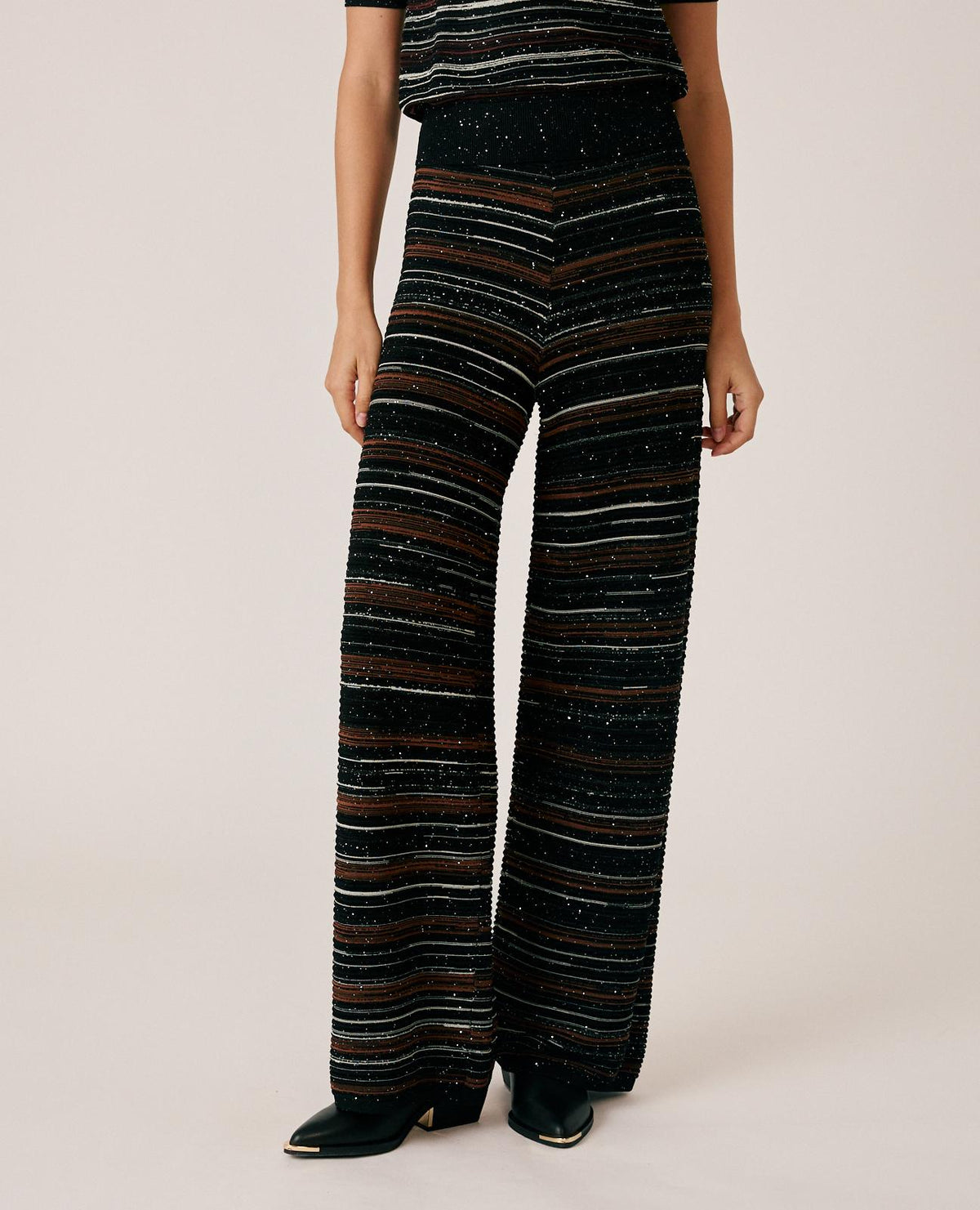RIBBED STRIPED PANTS