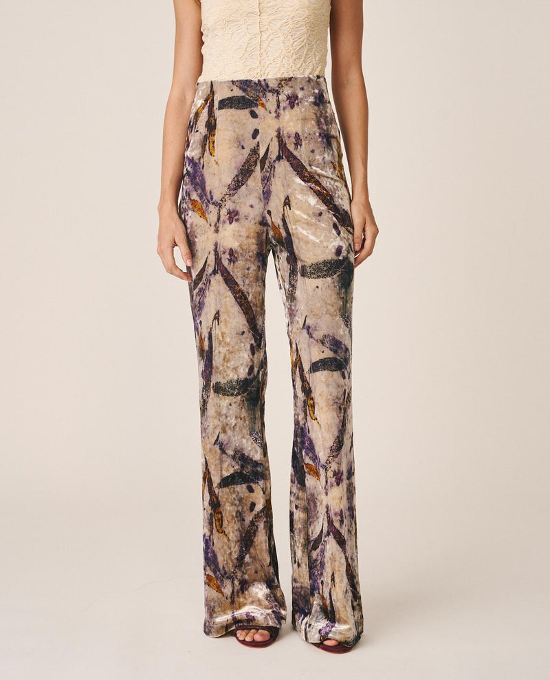 PRINTED VELVET PANTS