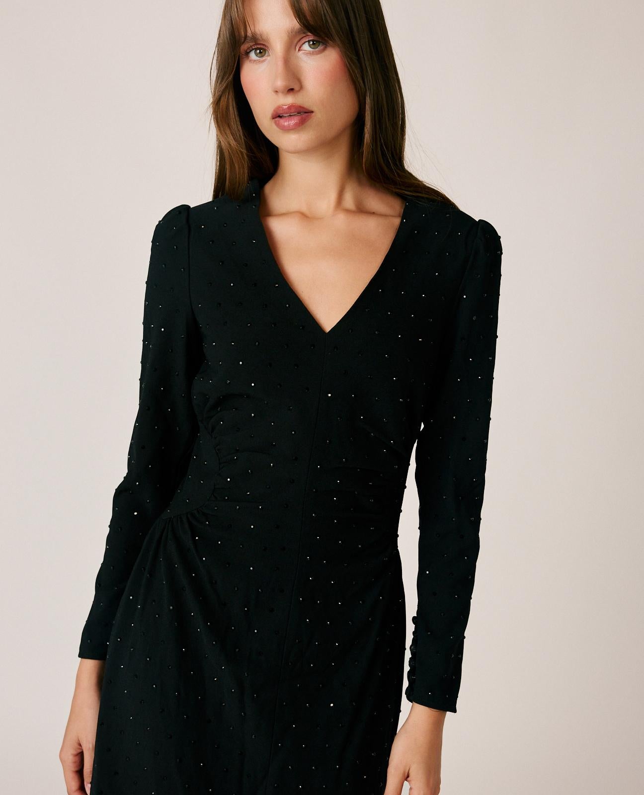 VESTIDO MIDI CREPÉ BRILLANTES