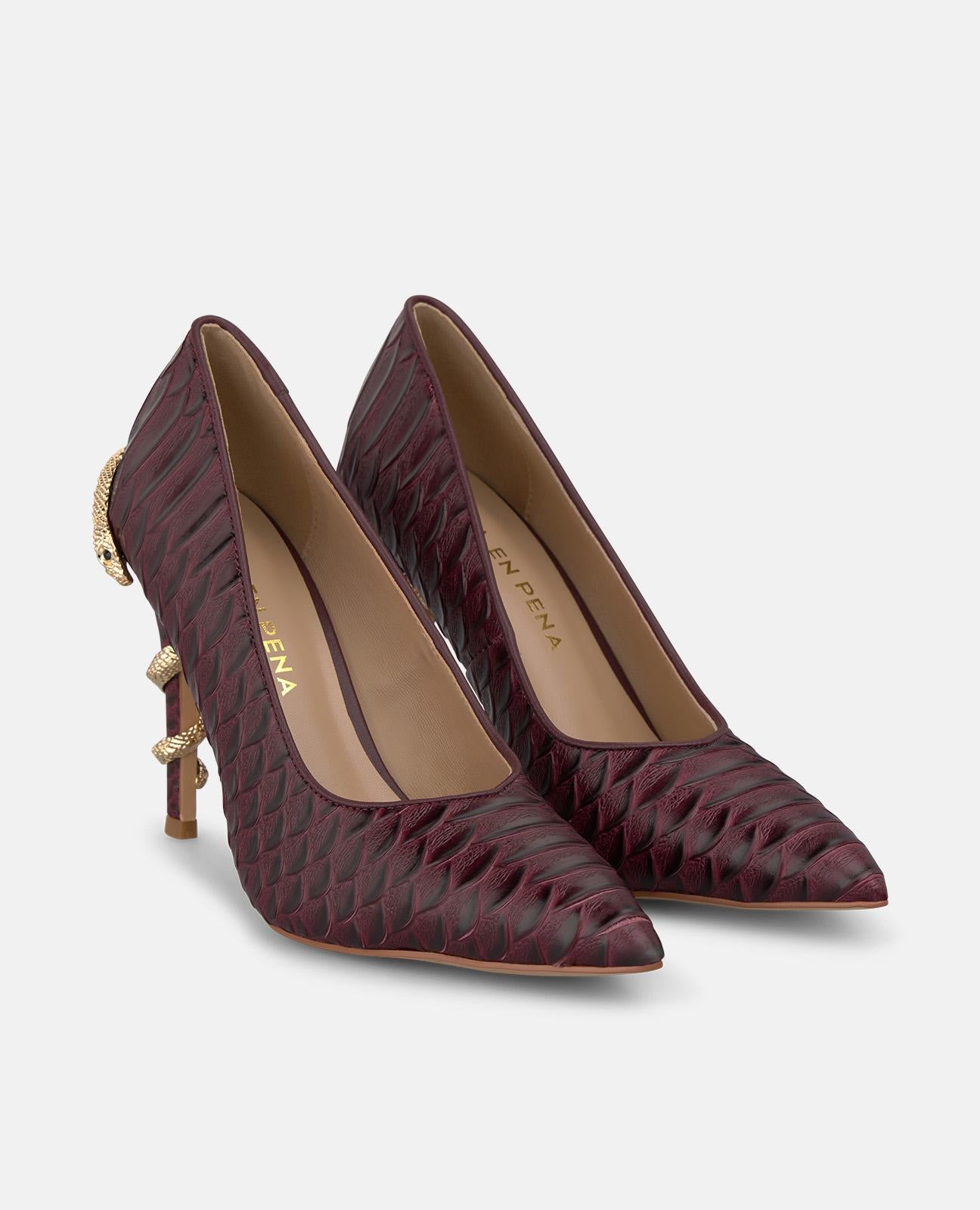 ZAPATO PIEL TACÓN CON SERPIENTE