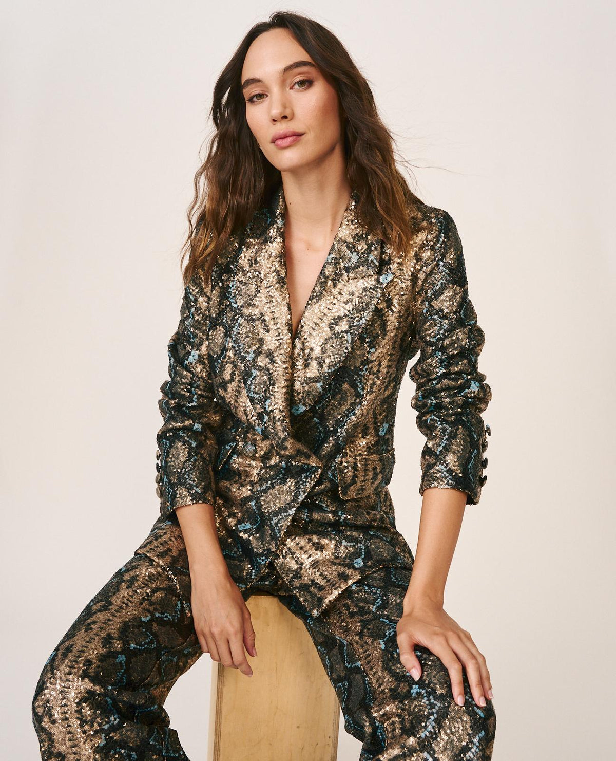 ANIMAL PRINT SEQUIN BLAZER
