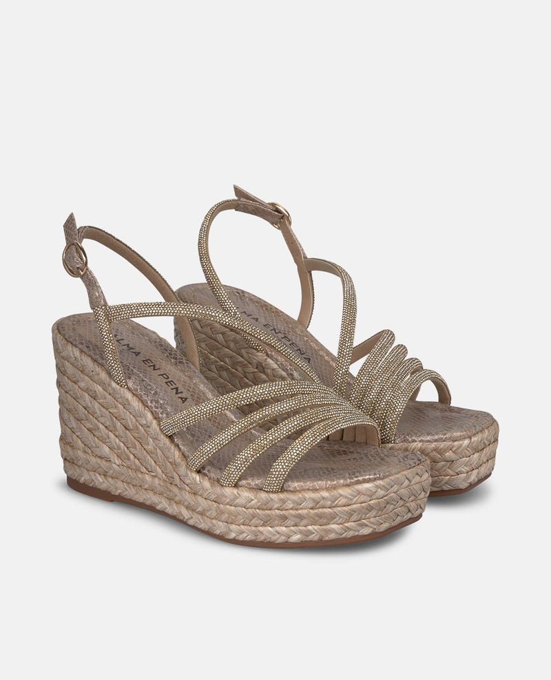 SANDALIA CUÑA ESPARTO CON CUATRO TIRAS TUBULARES