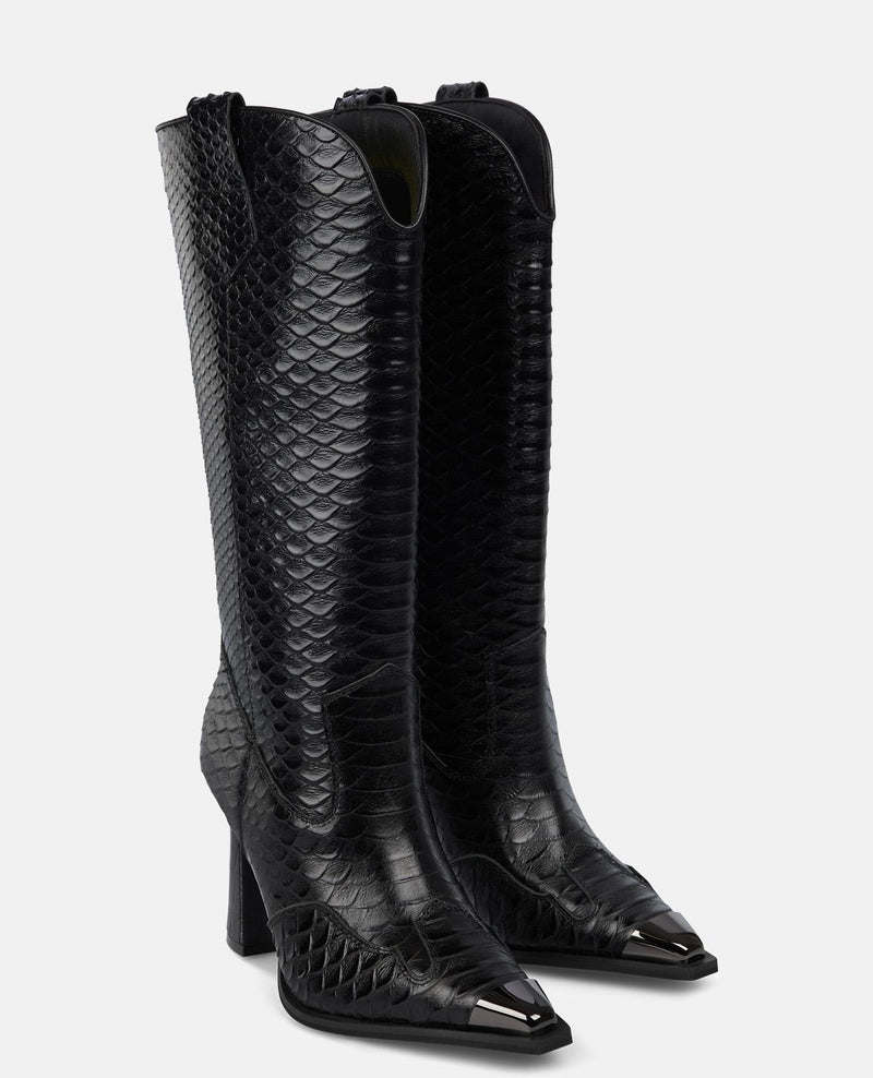 TEXTURED FUNNEL-HEEL BOOTS