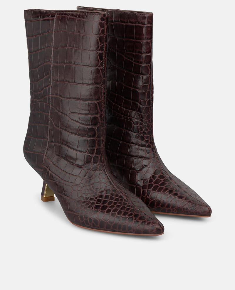 ANIMAL-PRINT LEATHER ANKLE BOOTS