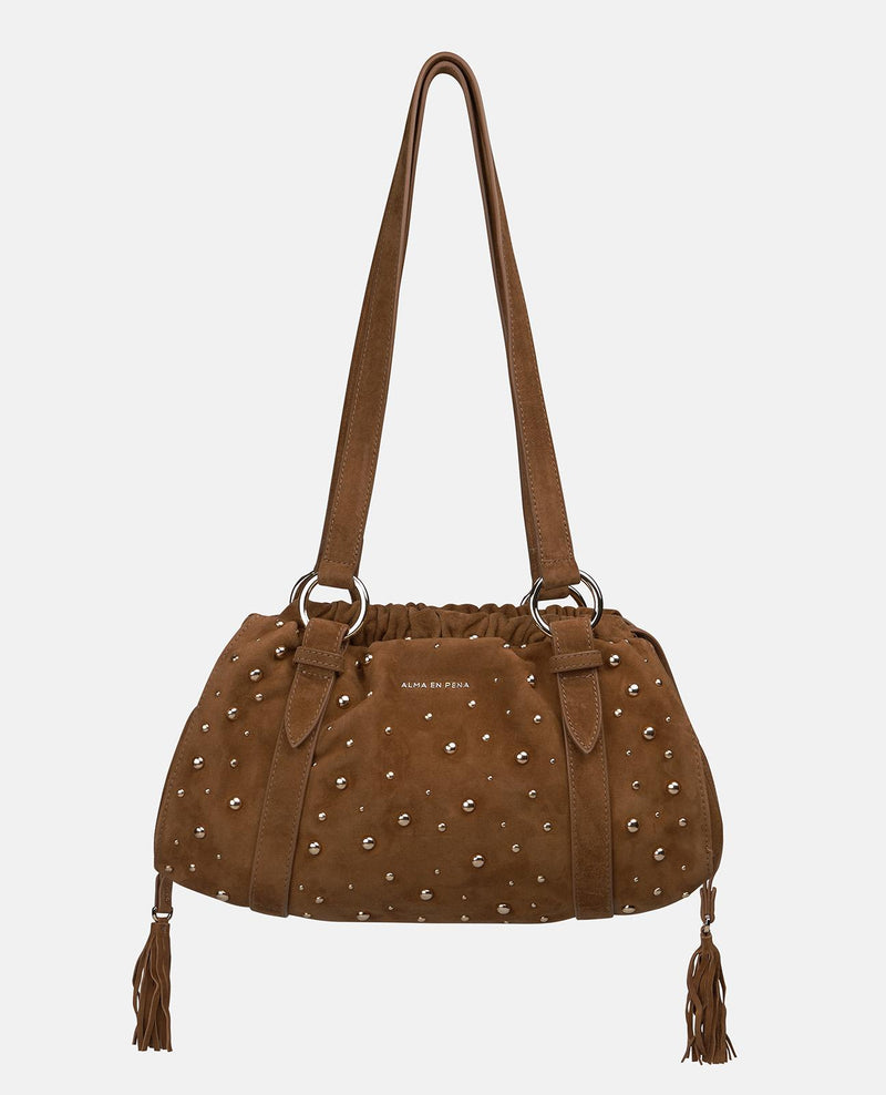 BORSA IN PELLE CON TACHAS METALLICHE