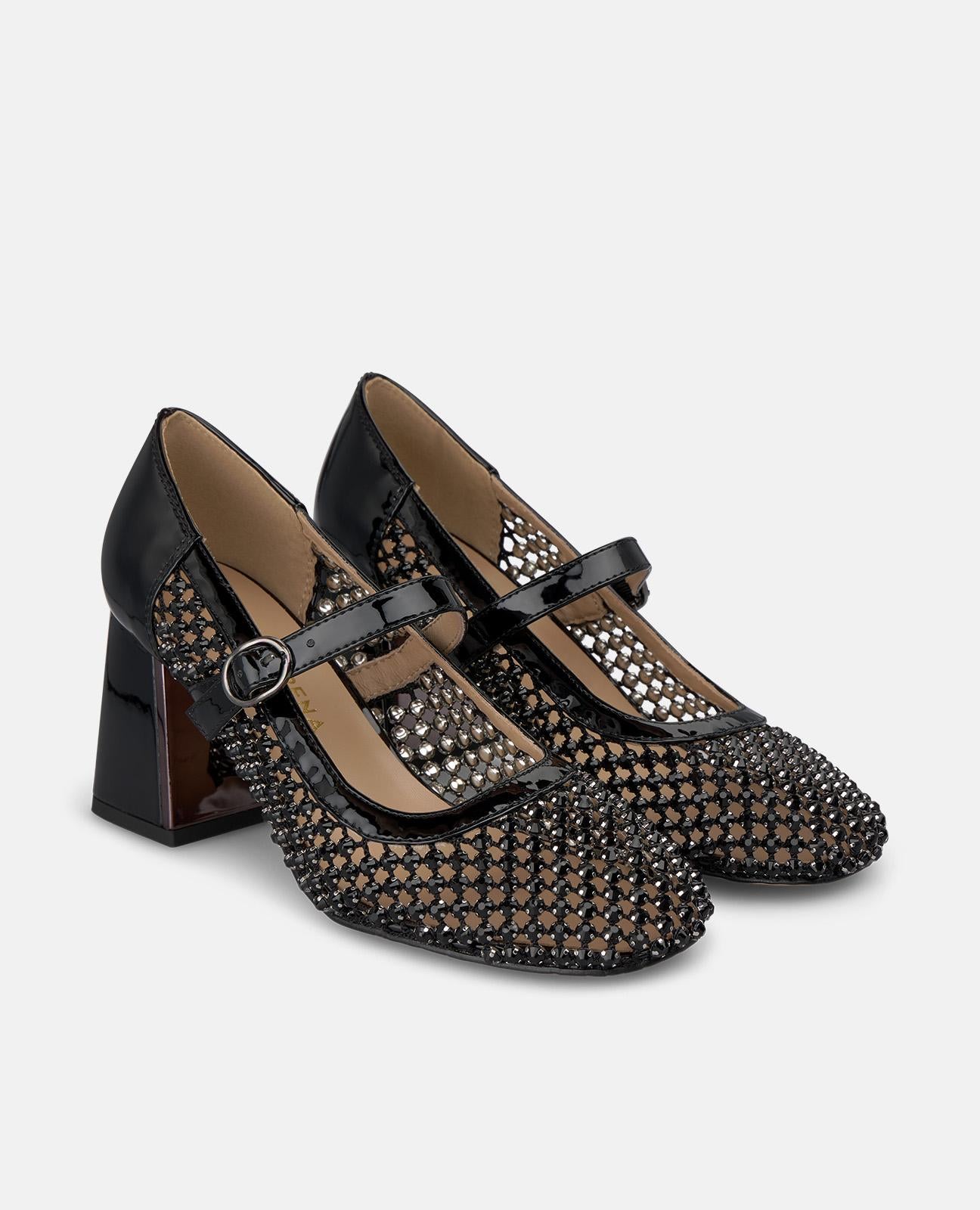 ZAPATO MALLA EFECTO METALIZADO CON DETALLE PEDRERIA