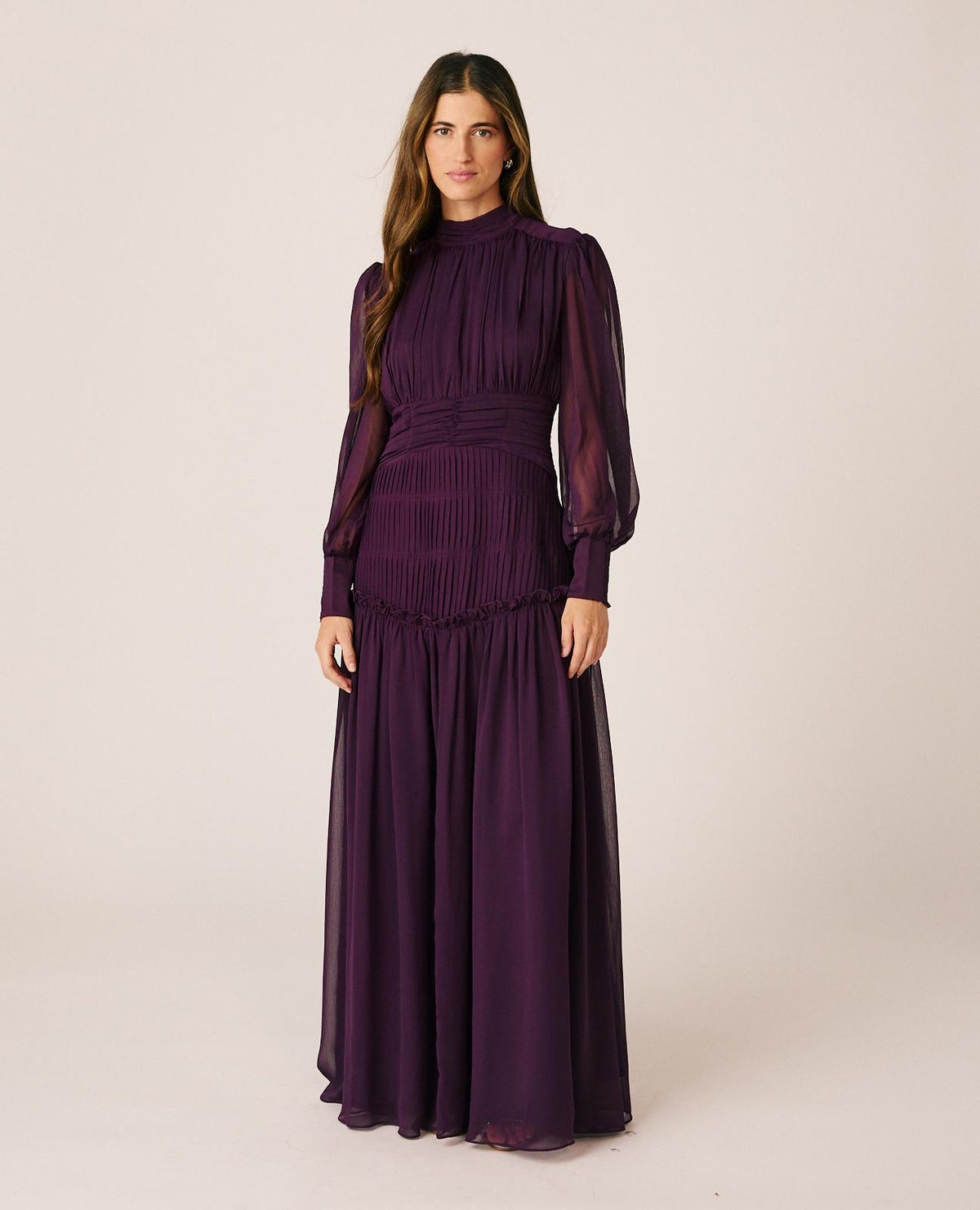 VESTIDO LARGO CON FRUNCIDO