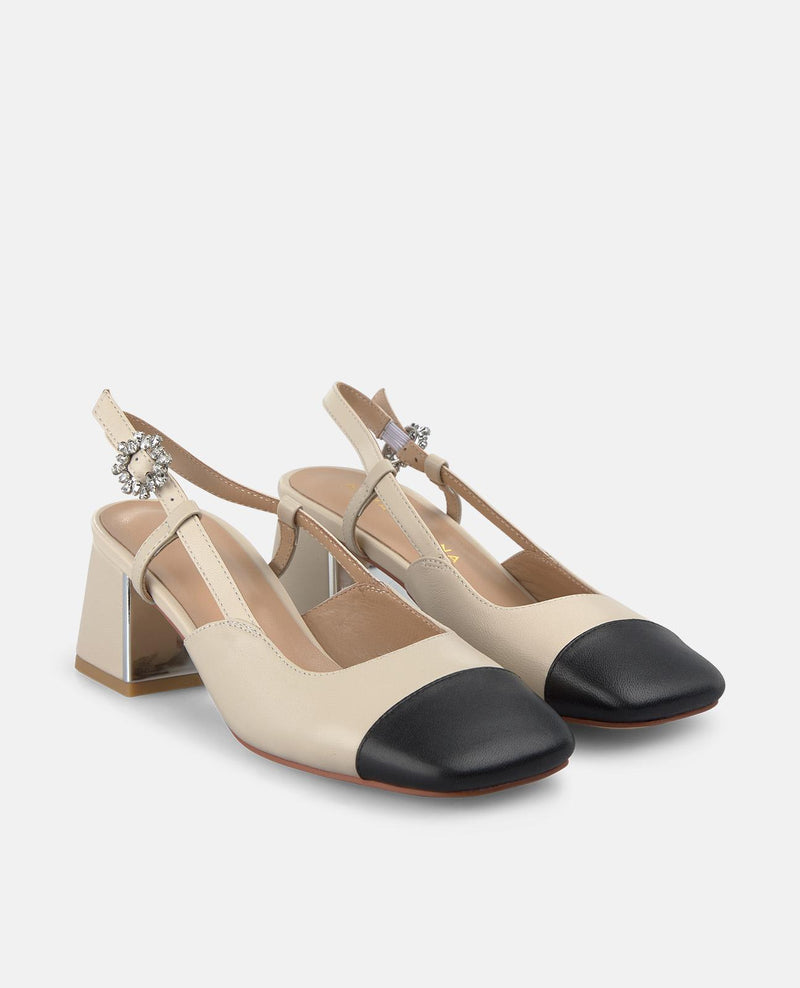 ZAPATO DESTALONADO CON TACON PUNTERA CONTRASTE