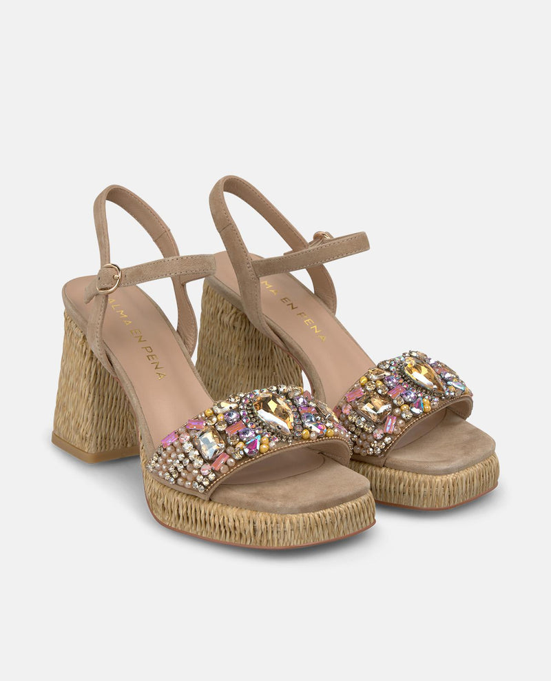 SANDALIA PEDRERÍA TACÓN BLOQUE