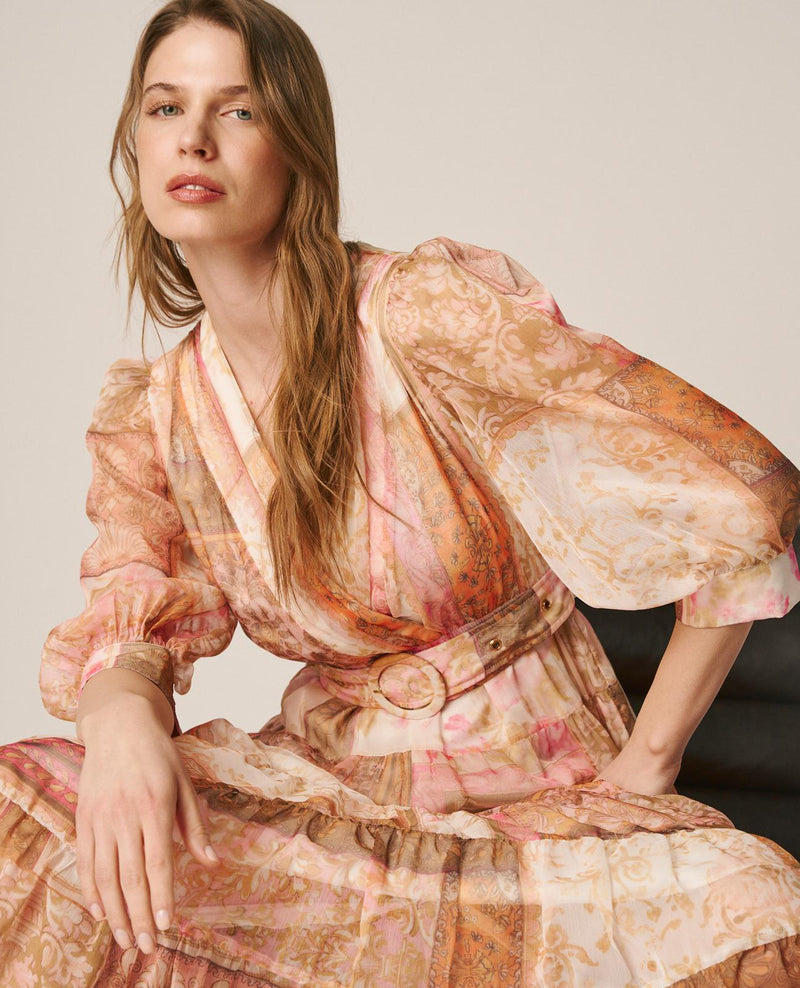 VESTIDO ESTAMPADO CINTURÓN