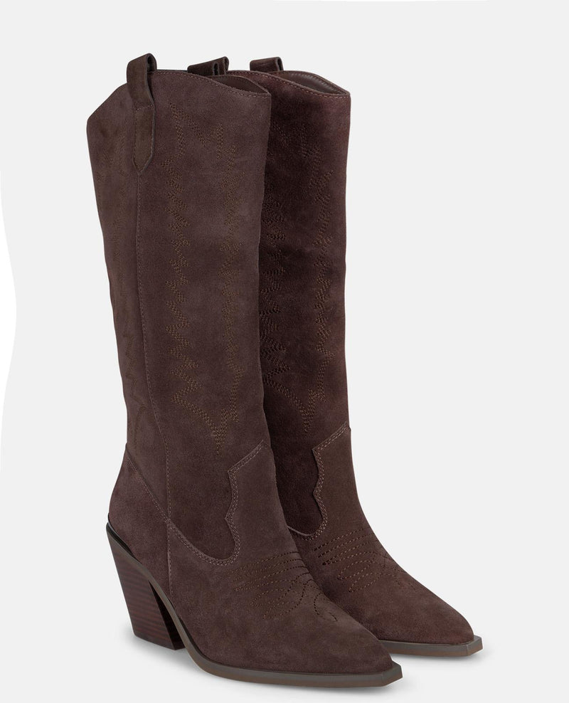 BOTA DE SALTO ALTO DE COWBOY BORDADA