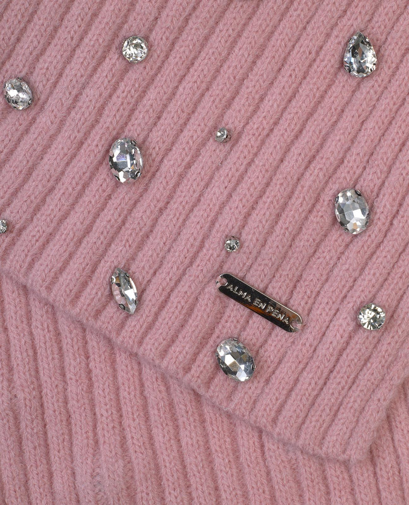 BUFANDA PUNTO ABALORIOS ROSA