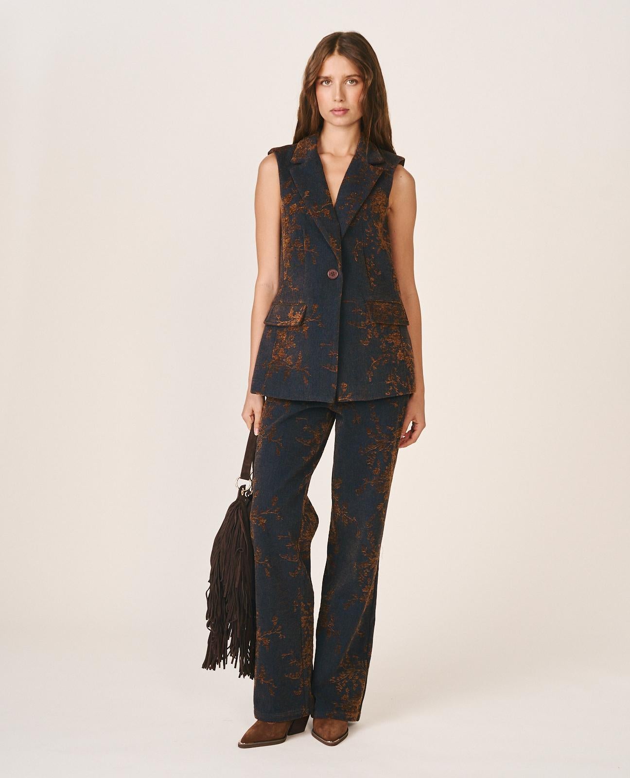 CHALECO DENIM FLORAL