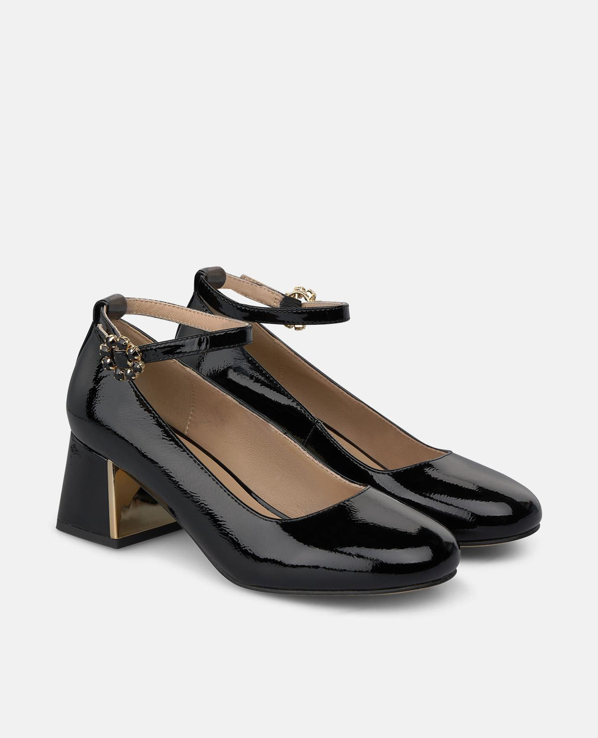 Patent Leather Shoe with Ankle Strap