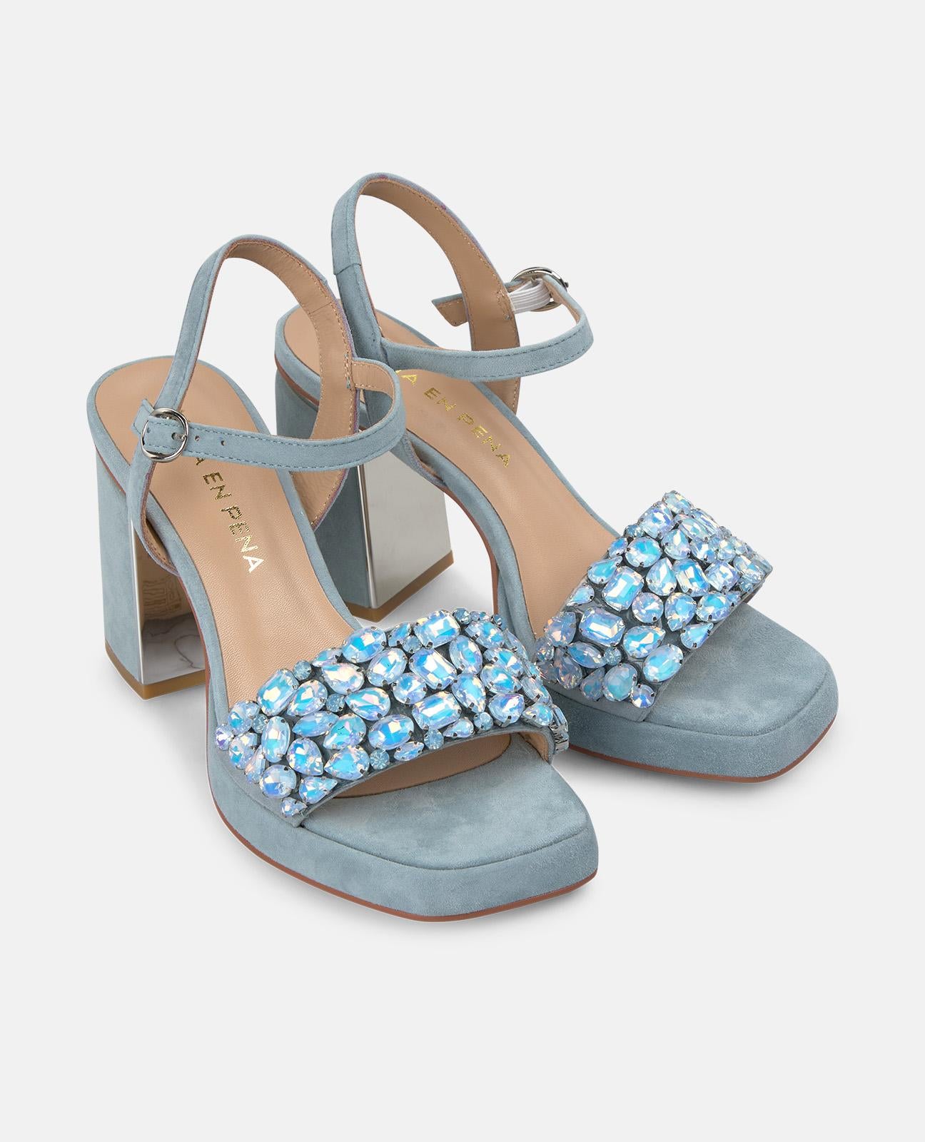 WIDE STRAP SANDAL WITH RHINESTONES