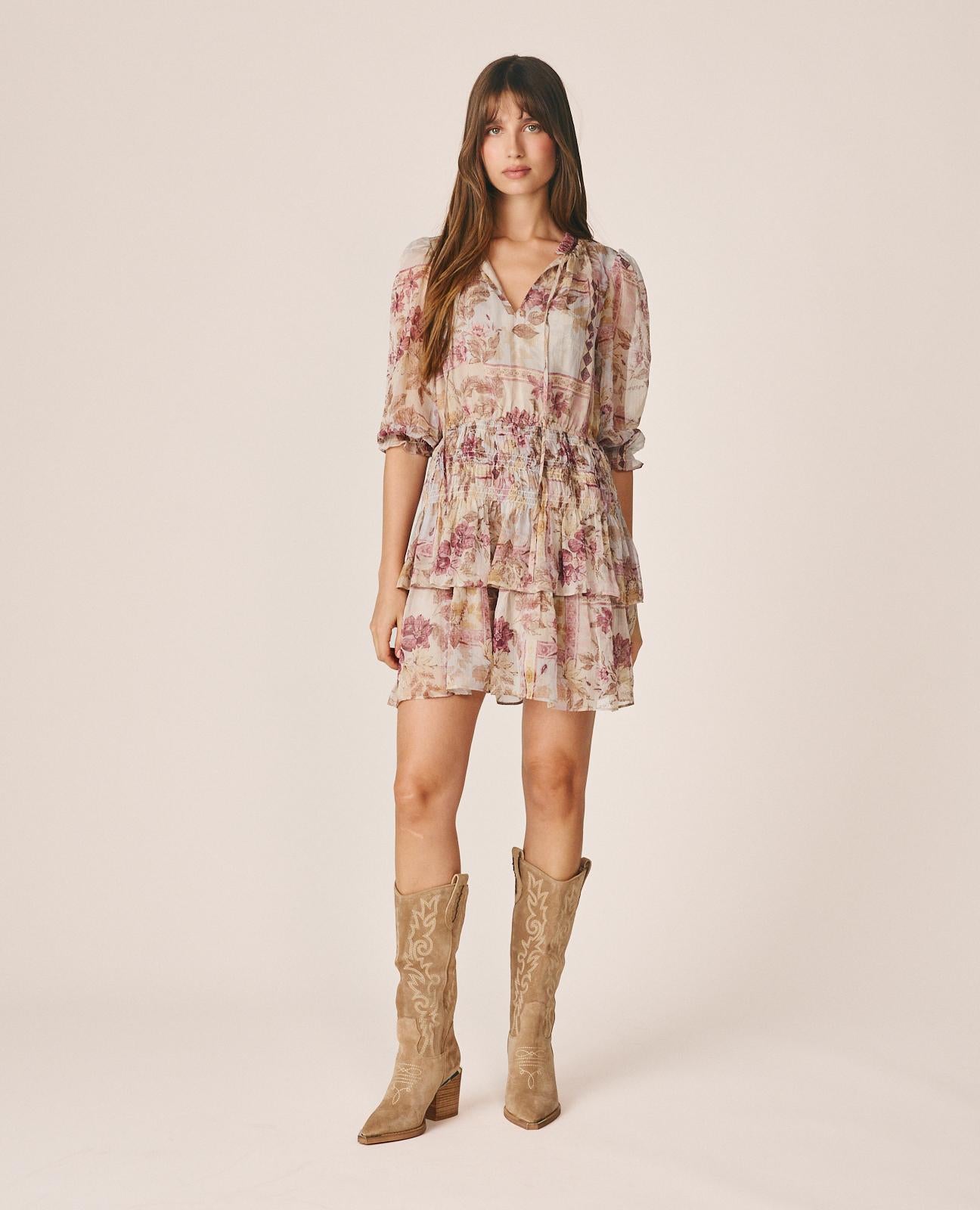 VESTIDO MINI GASA ESTAMPADO FLORAL