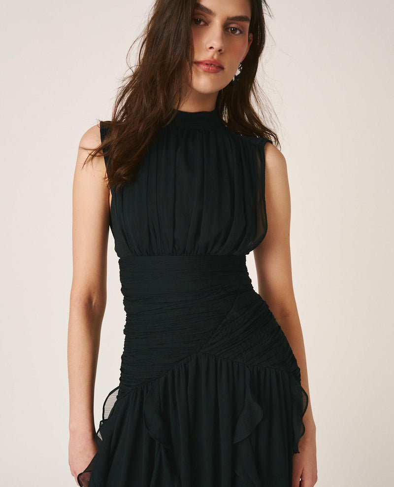 VESTIDO LONGO COM VOLANTES