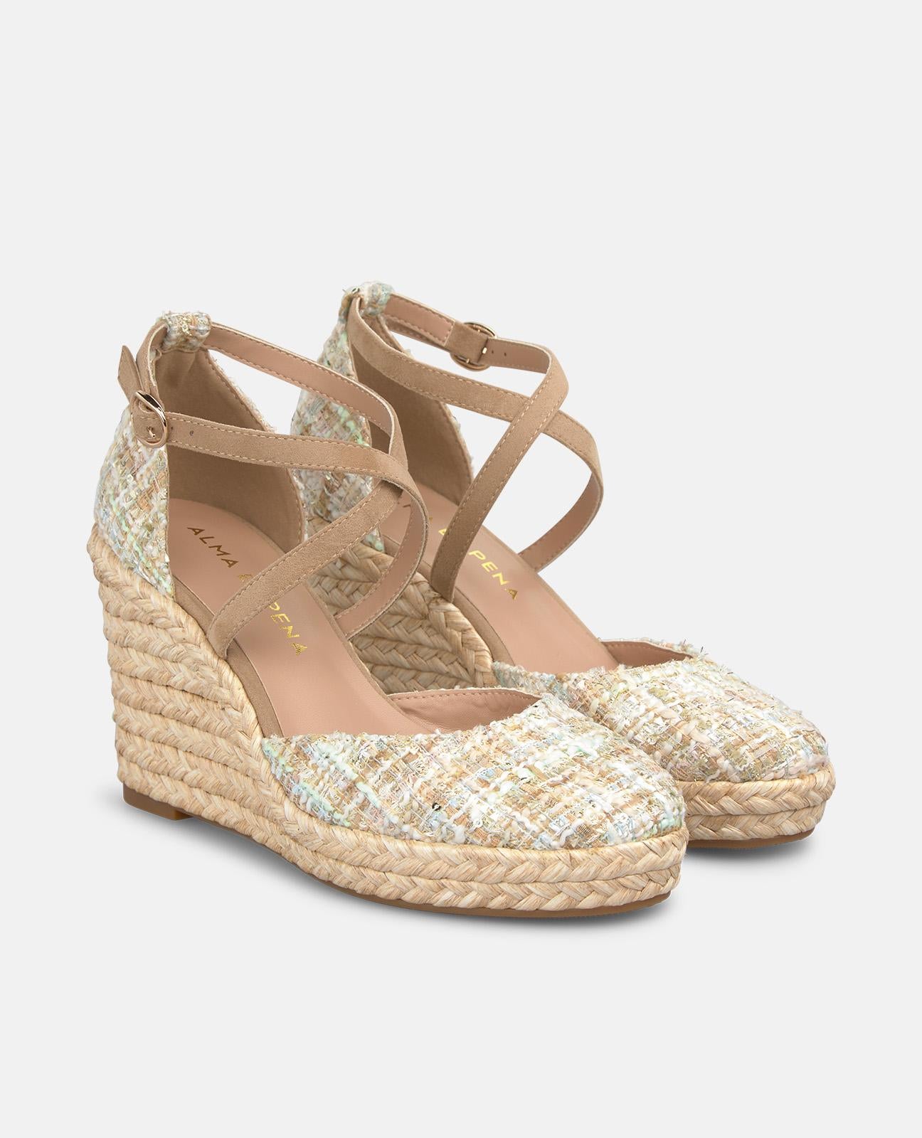 SANDALIA VALENCIANA TELA ALTURA ALTA