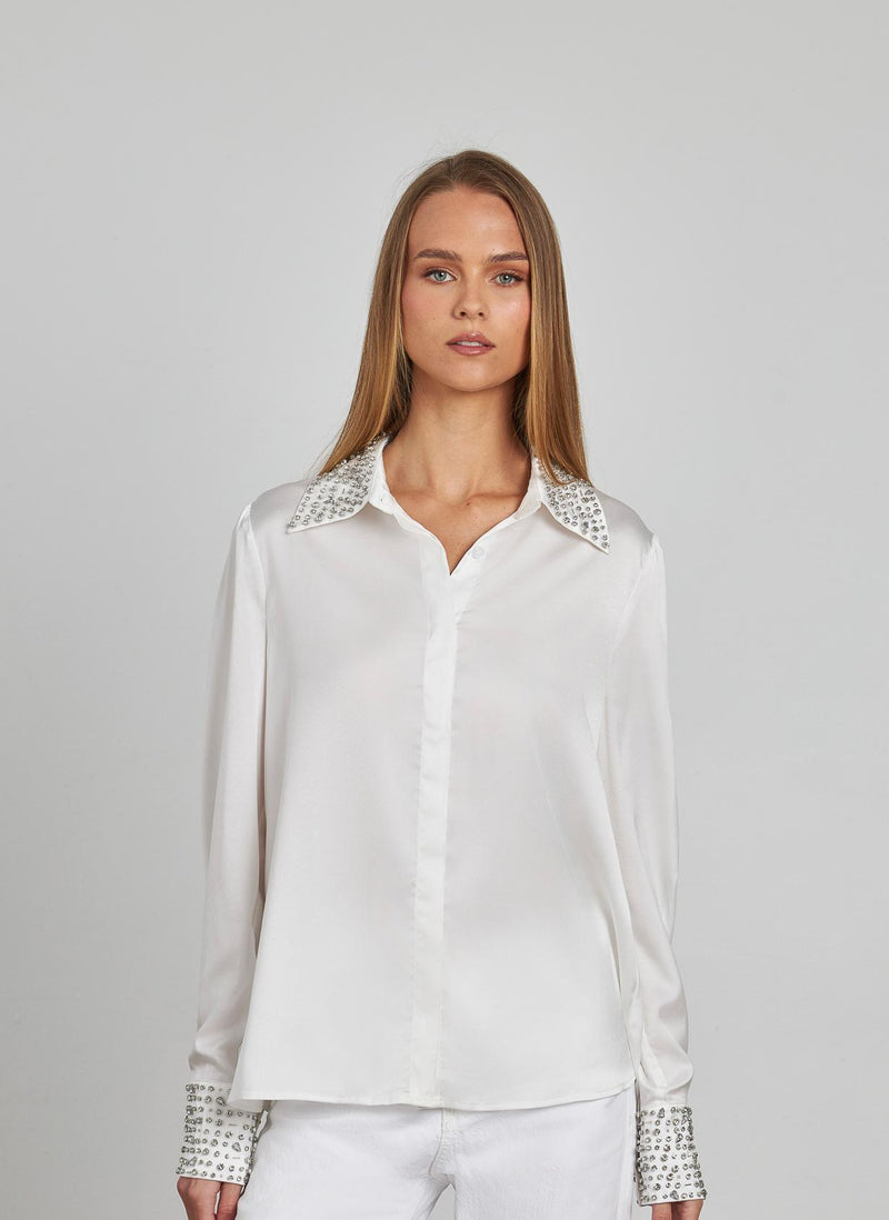 CAMISA EFECTO SATINADO PEDRERÍA