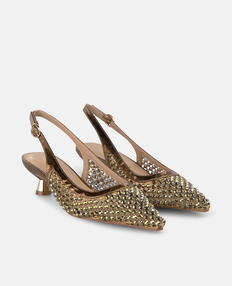 ZAPATO DESTALONADO MALLA EFECTO METALIZADO