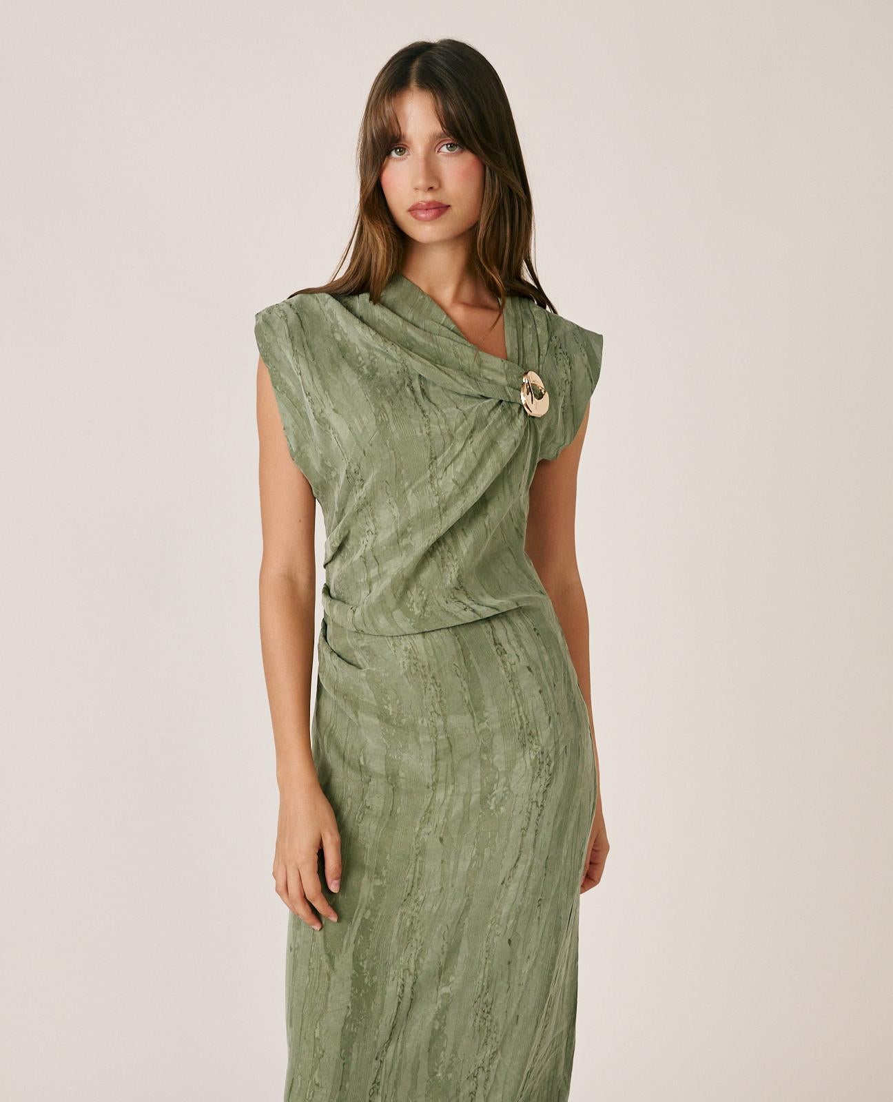 VESTIDO MIDI JACQUARD MOIRÉ