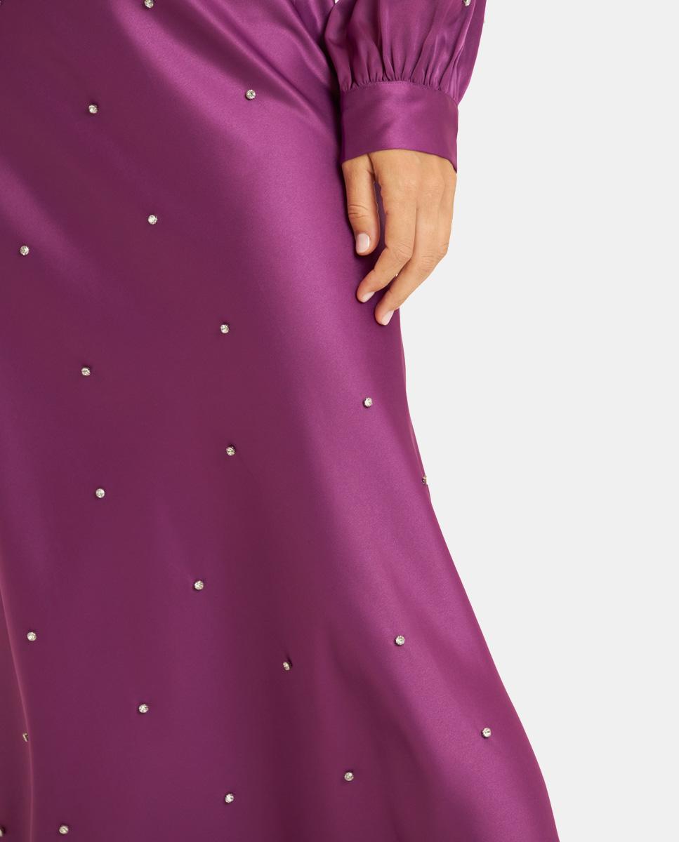 JUPE LONGUE EN SATIN AVEC STRASS