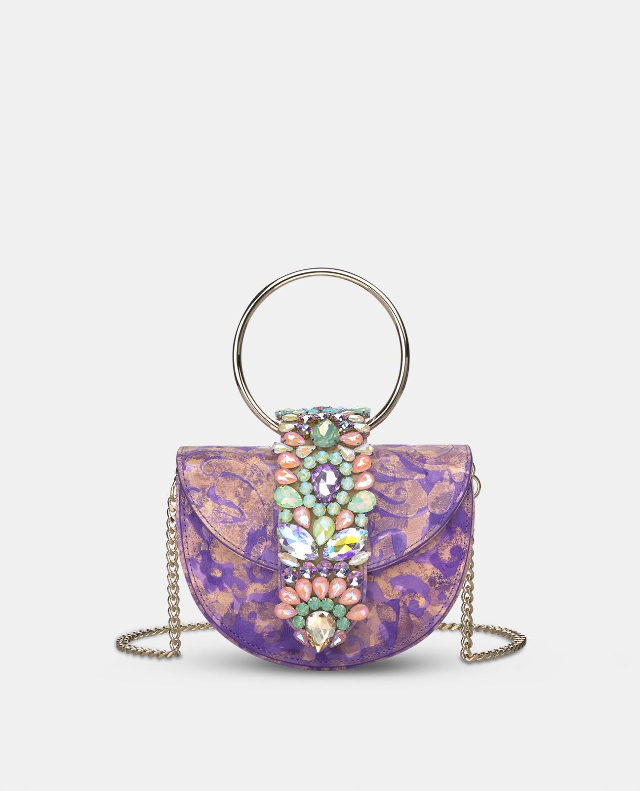 JEWELED HALF MOON BAG