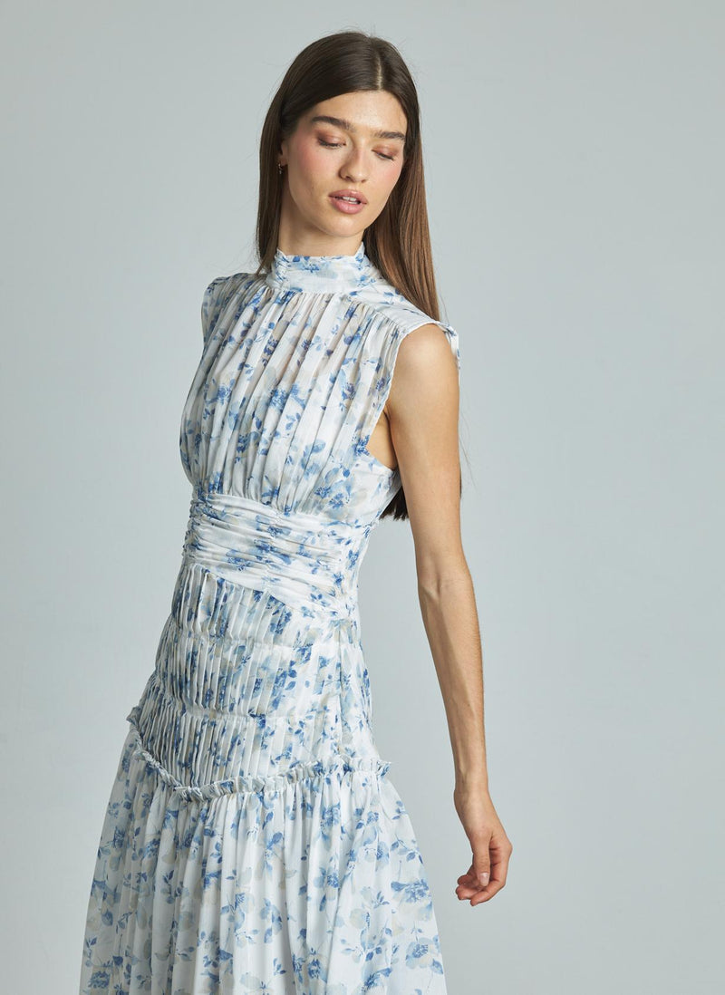 VESTIDO LARGO HALTER PLISADO