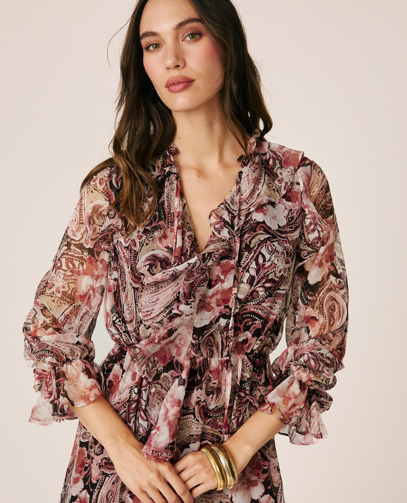 VESTIDO MIDI GASA FLORAL