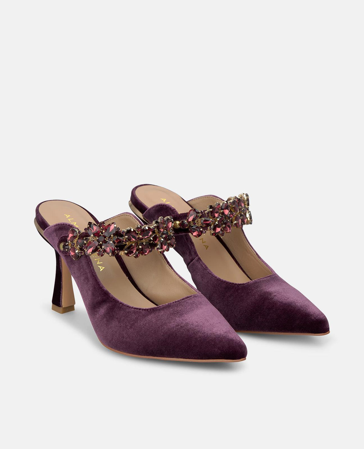 VELVET OPEN-HEELED HEELED SHOE