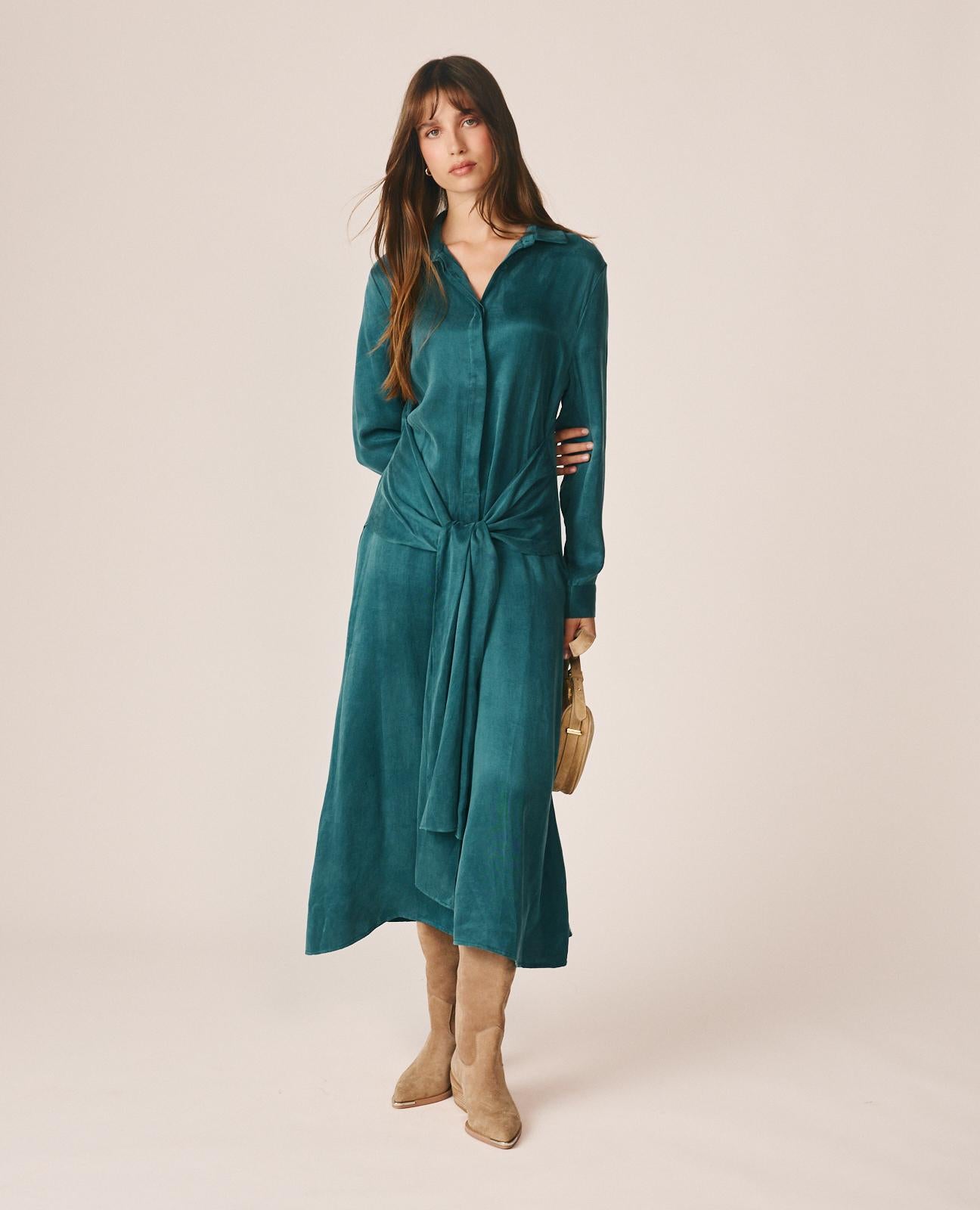 VESTIDO MIDI CAMISERO EN LYOCELL