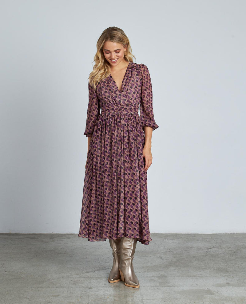 VESTIDO ESTAMPADO MANGA ABULLONADA