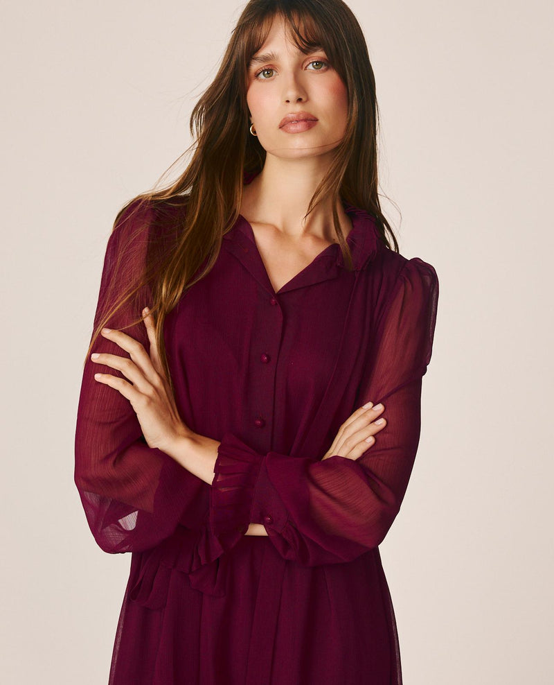 VESTIDO MIDI GASA CUELLO CAMISERO