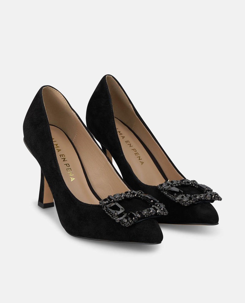 ZAPATO TACÓN ANTE CON FLOR