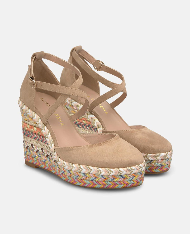 SANDÁLIA VALENCIANA DE TECIDO DE CANTO ALTO