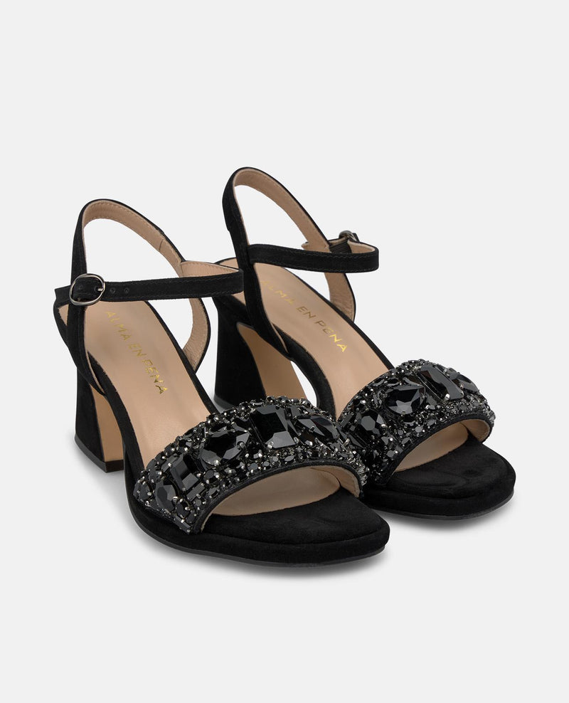 SANDALIA ALTA CON TIRA PEDRERIA